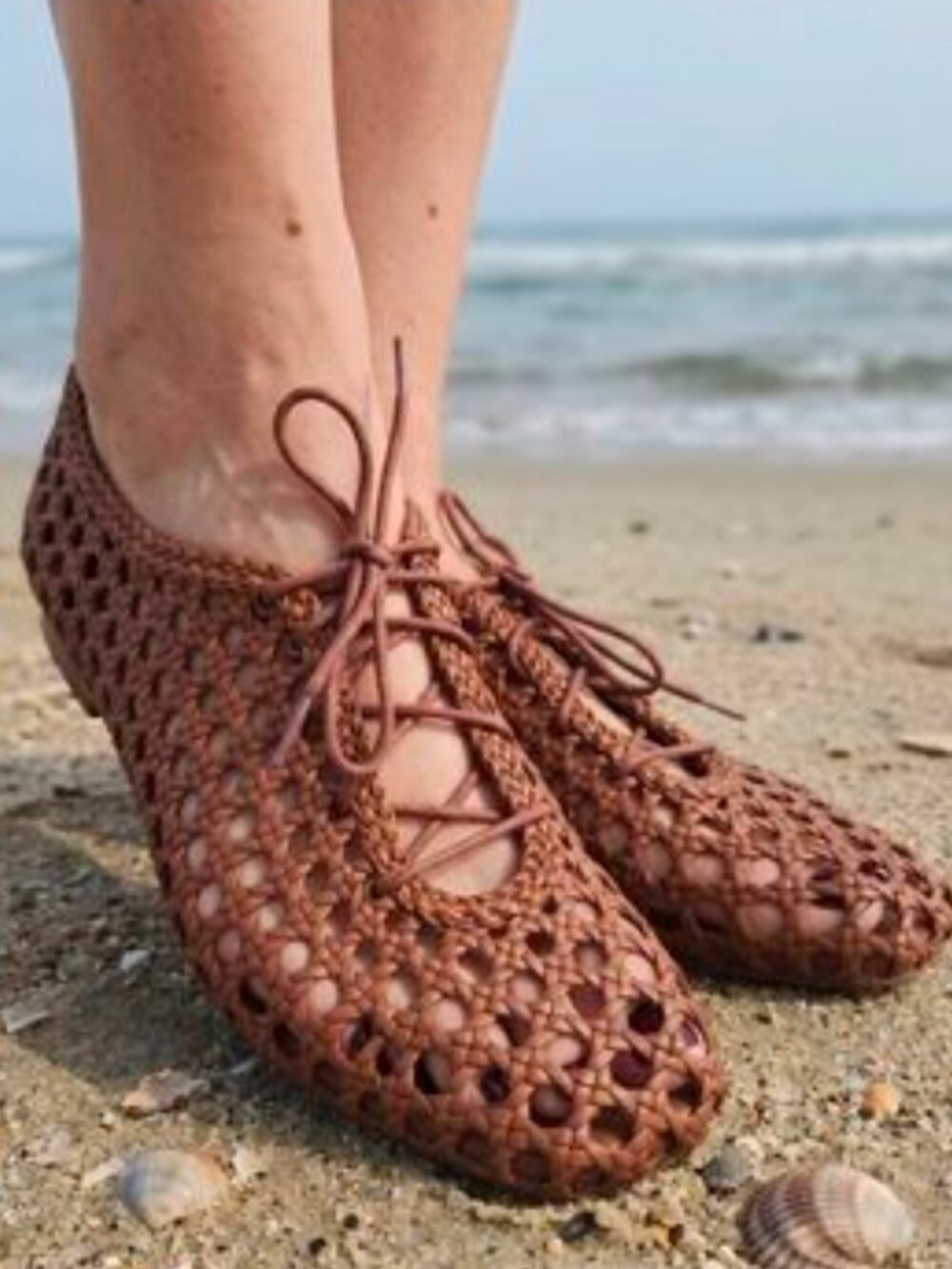 Antonio Melani Myles Brown Leather Woven Lace Up Flats Size 10 NEW resort wear